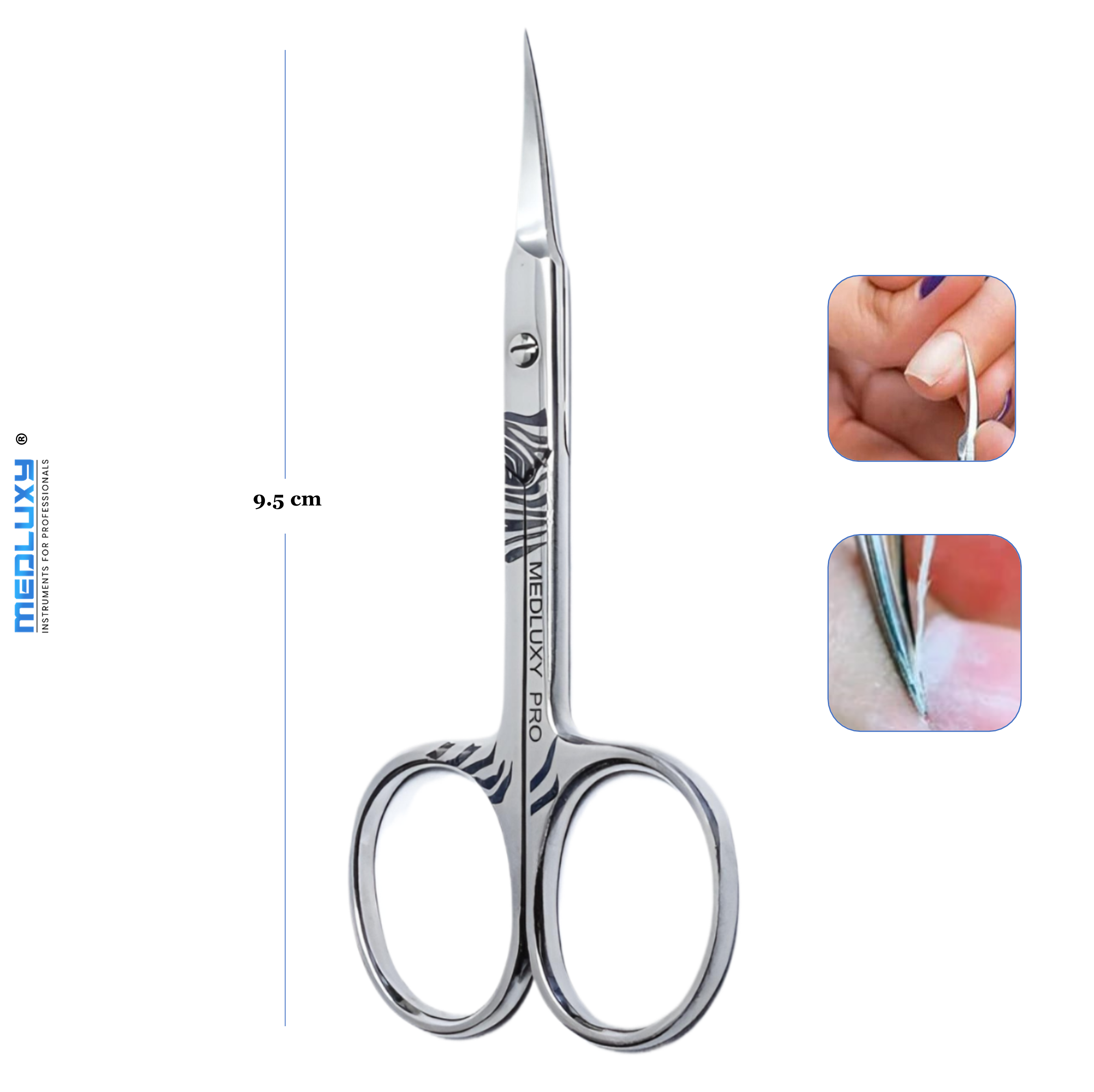 Medluxy Pro Exclusive - Nagelriemschaar - Gebogen - 9.5 cm - Knipblad 20mm